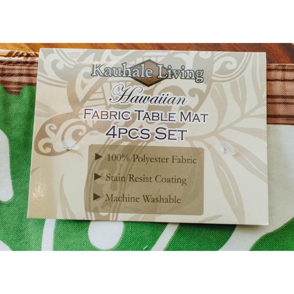Hawaiian Tropical print fabric table mat, green and white NWT - Picture 2 of 5